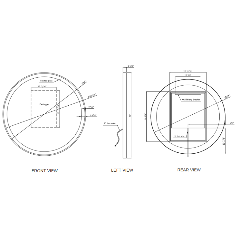 Paris Mirror Chic 40 x 40 Round LED Illuminated Mirror