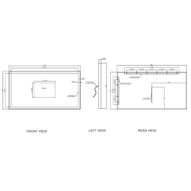 Paris Mirror Chic 60 x 32 Rectangle LED Illuminated Mirror, RGBW