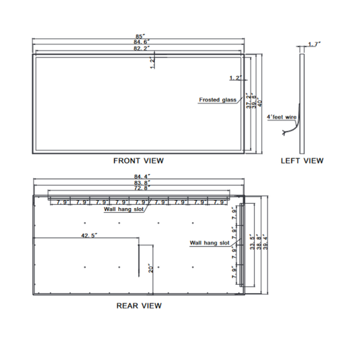 Paris Mirror Galaxy 85 x 40 Rectangle LED Illuminated Mirror, RGBW