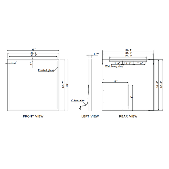 Paris Mirror Galaxy 36 x 36 Square LED Illuminated Mirror, RGBW