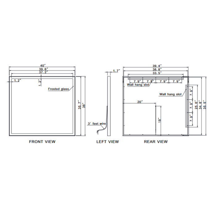 Paris Mirror Galaxy 40 x 36 Rectangle LED Illuminated Mirror