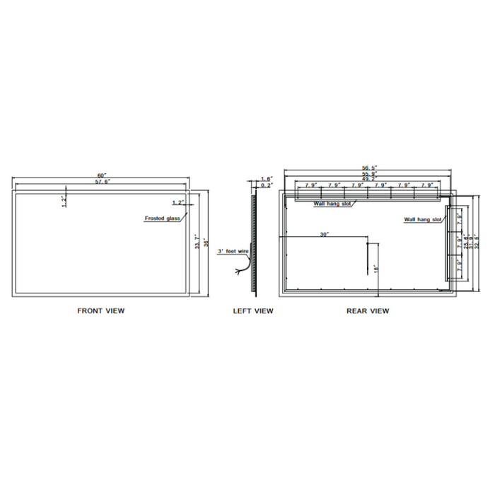 Paris Mirror Rectangle 60 x 36 LED Backlit Mirror, RGB