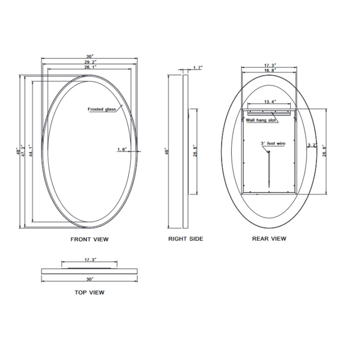 Paris Mirror Galaxy 30 x 48 Oval LED Illuminated Mirror, RGBW