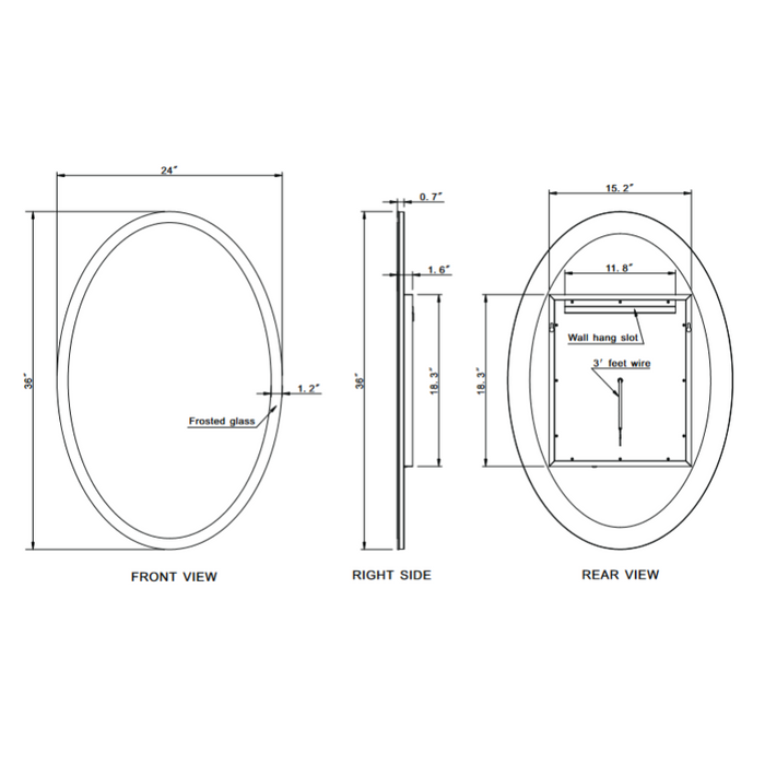 Paris Mirror Oval 24 x 36 Oval LED Illuminated Mirror, RGBW