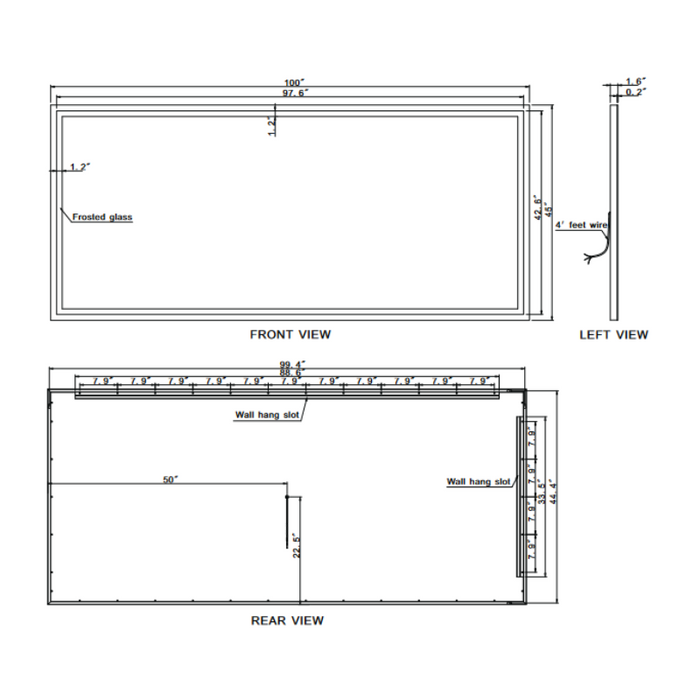 Paris Mirror Harmony 100 x 45 Rectangle LED Illuminated Mirror, RGBW