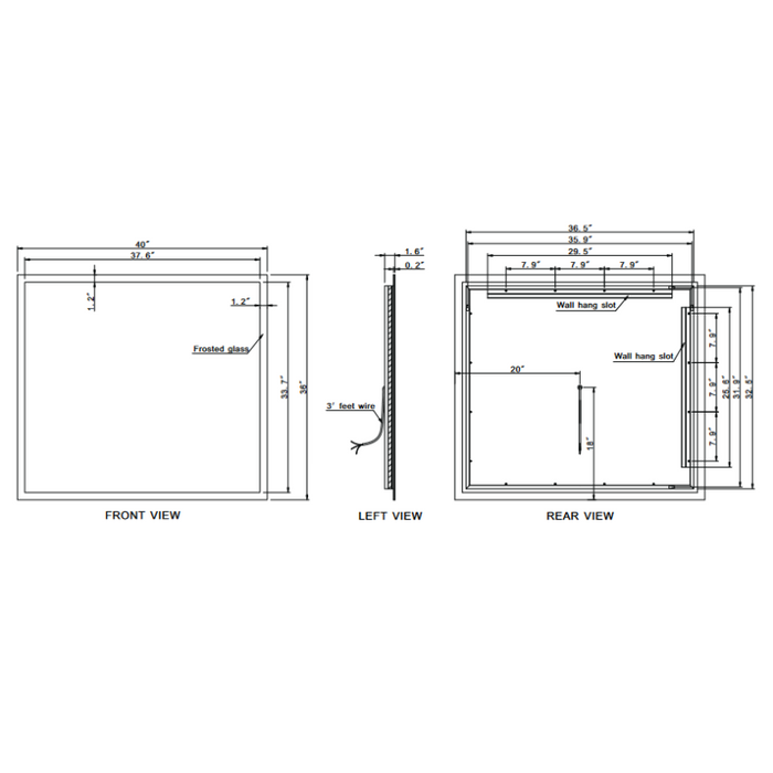 Paris Mirror Rectangle 40 x 36 LED  Backlit Mirror, RGB