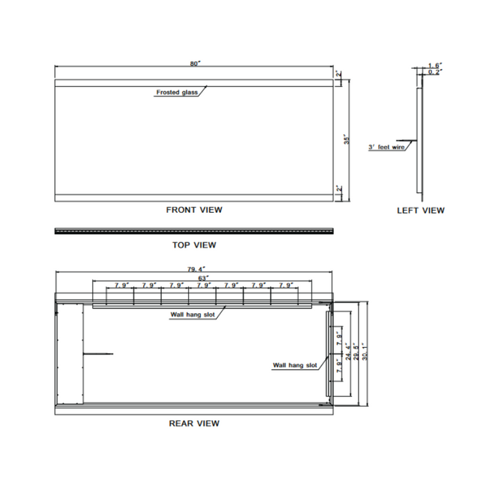 Paris Mirror Paris 80 x 35 Rectangle LED Illuminated Mirror, CCT Selectable