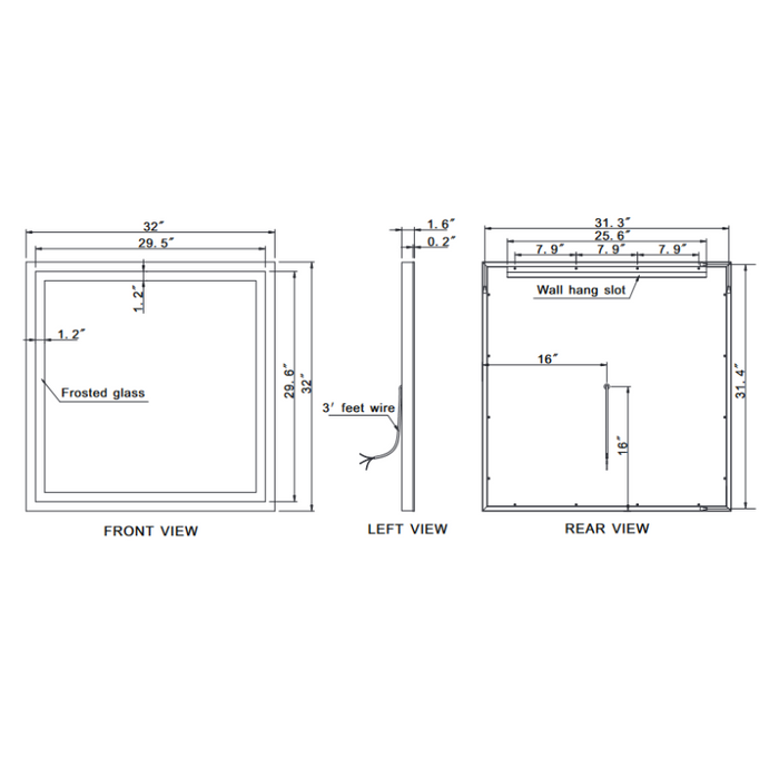Paris Mirror Harmony 32 x 32 Square LED Illuminated Mirror, RGBW