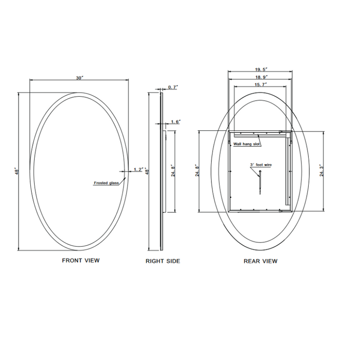 Paris Mirror Oval 30 x 48 Oval LED Illuminated Mirror