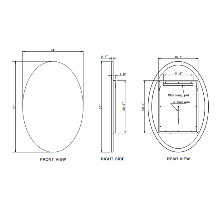 Paris Mirror Original Oval 24 x 36 Oval LED Backlit Mirror