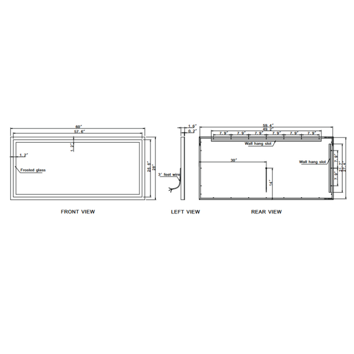 Paris Mirror Harmony 60 x 28 Rectangle LED Illuminated Mirror