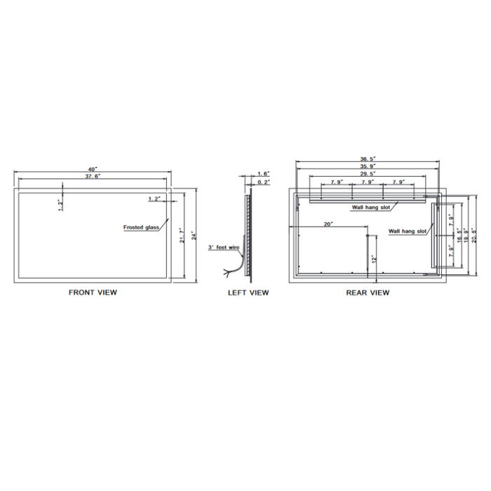 Paris Mirror Rectangle 40 x 24 Rectangle LED Illuminated Mirror, RGB
