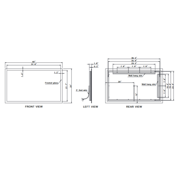 Paris Mirror Rectangle 40 x 24 Rectangle LED Illuminated Mirror, RGBW