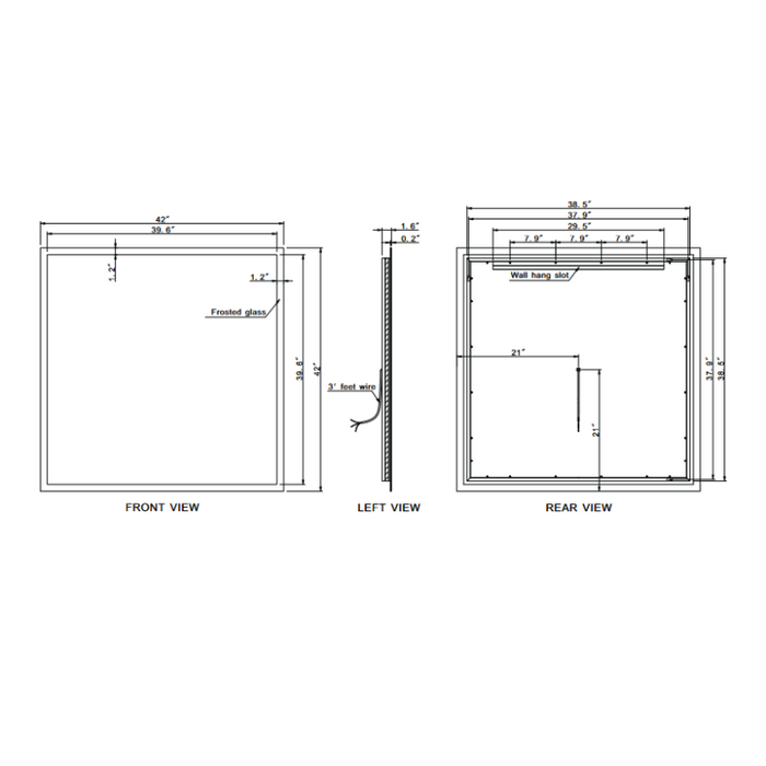 Paris Mirror Rectangle 42 x 42 LED Backlit Mirror, RGB
