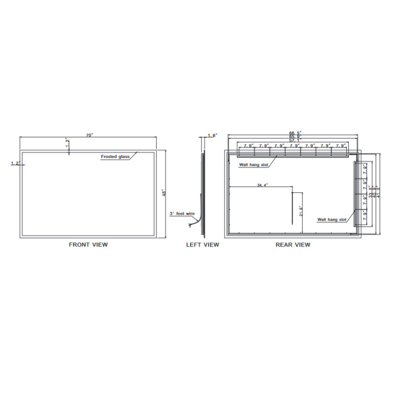 Paris Mirror Rectangle 70 x 45 LED Backlit Mirror