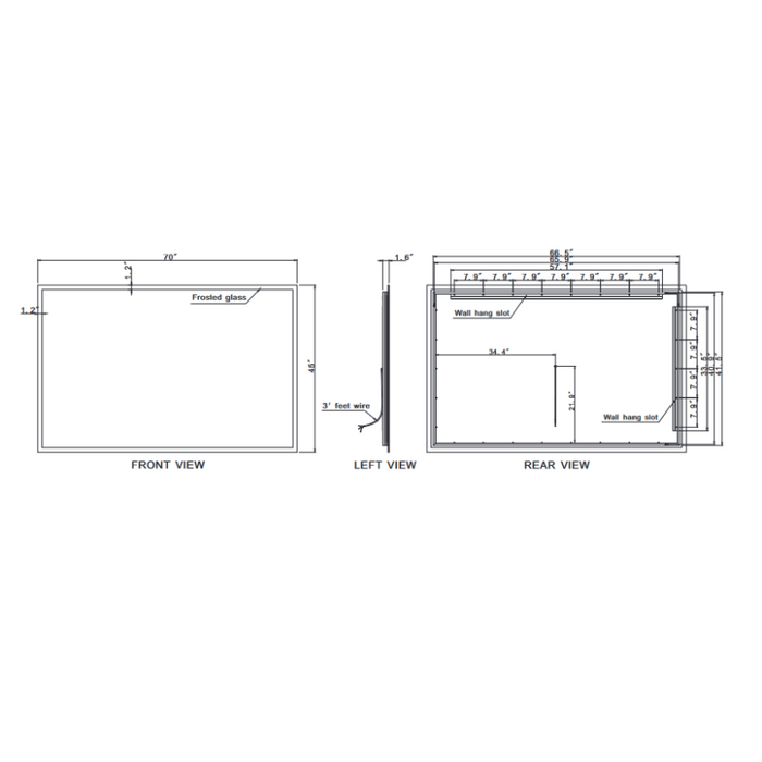 Paris Mirror Rectangle 70 x 45 LED Backlit Mirror