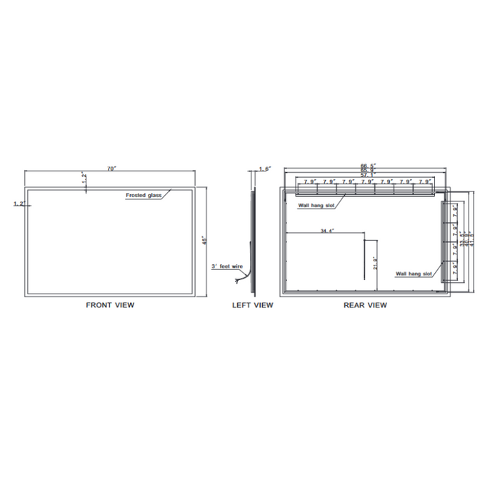 Paris Mirror Rectangle 70 x 45 Rectangle LED Illuminated Mirror