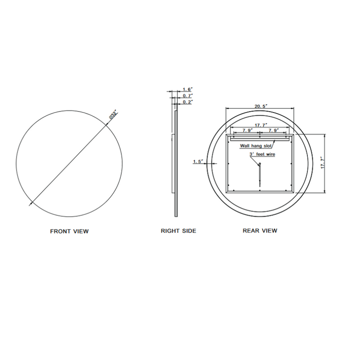 Paris Mirror Original Round 32 x 32 Round LED Backlit Mirror