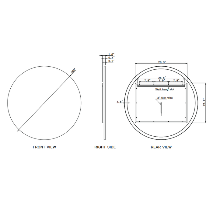 Paris Mirror Original Round 40 x 40 Round LED Backlit Mirror