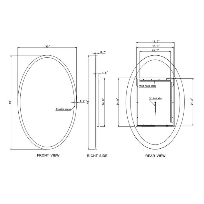 Paris Mirror Oval 30 x 48 Oval LED Illuminated Mirror, RGBW