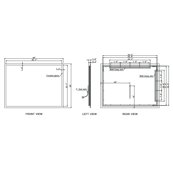 Paris Mirror Rectangle 48 x 36 LED Backlit Mirror, RGB