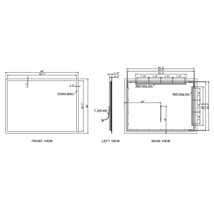 Paris Mirror Rectangle 48 x 36 Rectangle LED Illuminated Mirror, RGBW