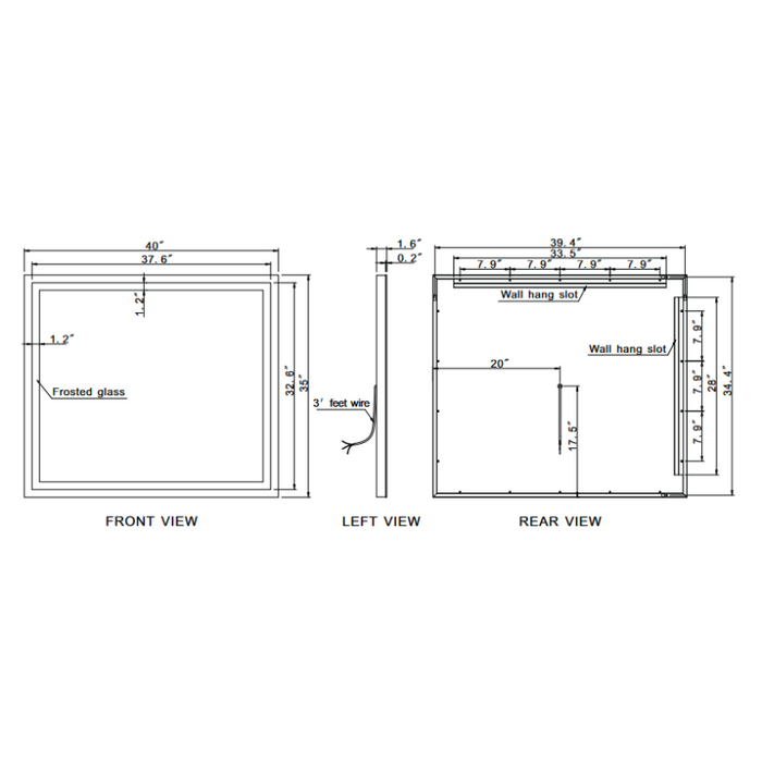 Paris Mirror Harmony 40 x 35 Rectangle LED Illuminated Mirror
