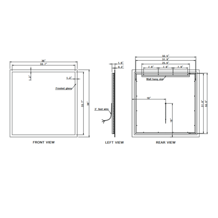 Paris Mirror Rectangle 36 x 36 LED Backlit Mirror