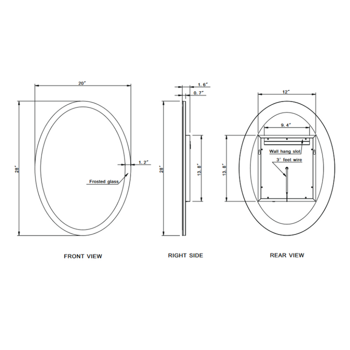 Paris Mirror Oval 20 x 28 Oval LED Illuminated Mirror, CCT Selectable