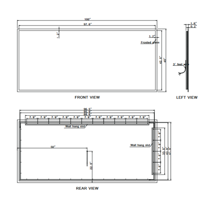 Paris Mirror Rectangle 100 x 45 Rectangle LED Illuminated Mirror, RGBW