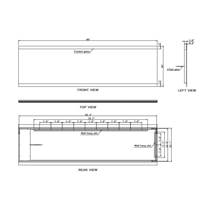 Paris Mirror Paris 96 x 28 Rectangle LED Illuminated Mirror