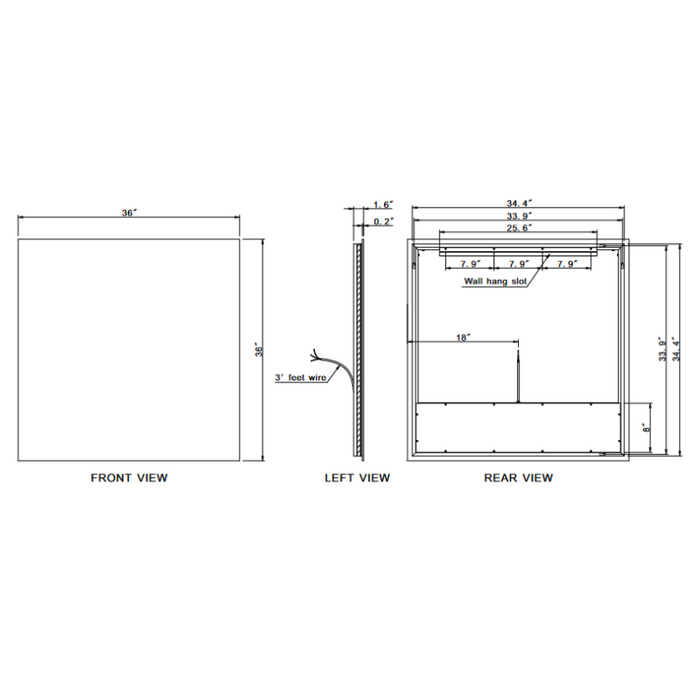 Paris Mirror Original 36 x 36 Square LED Backlit Mirror, RGBW