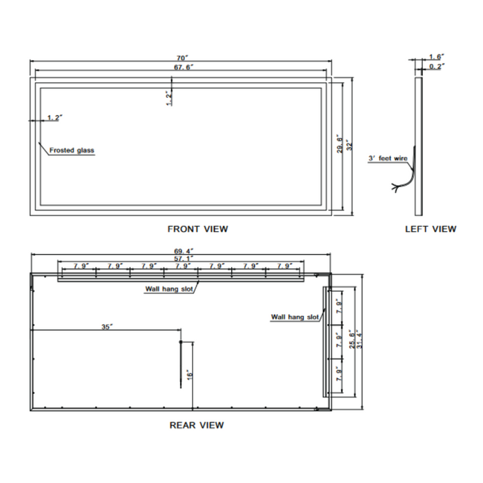 Paris Mirror Harmony 70 x 32 Rectangle LED Illuminated Mirror, RGBW