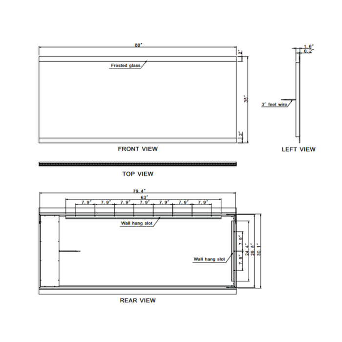Paris Mirror Paris 80 x 35 Rectangle LED Illuminated Mirror, RGBW