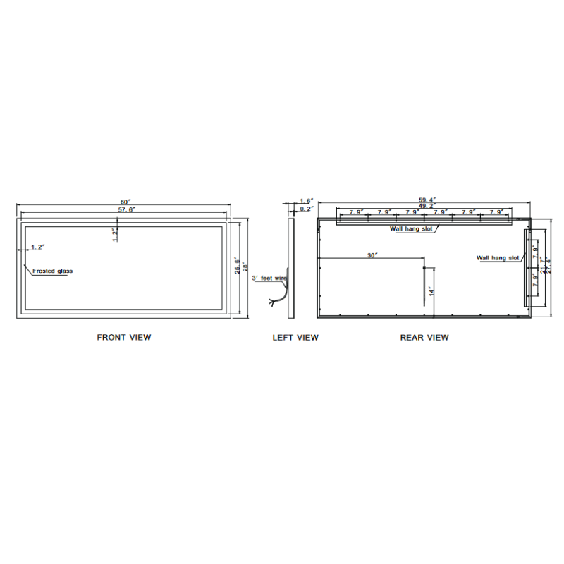 Paris Mirror Harmony 60 x 28 Rectangle LED Illuminated Mirror, RGBW