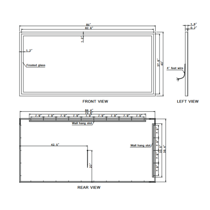 Paris Mirror Harmony 85 x 40 Rectangle LED Illuminated Mirror