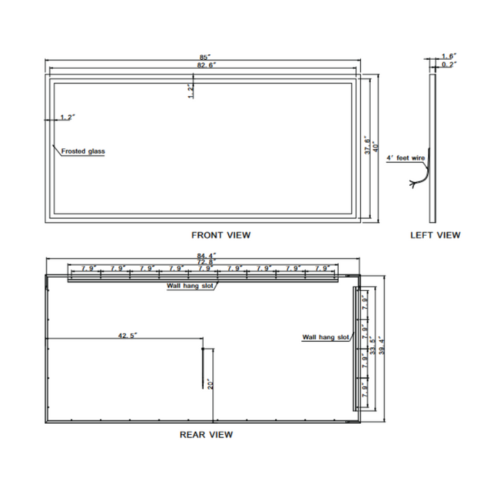 Paris Mirror Harmony 85 x 40 Rectangle LED Illuminated Mirror, RGBW