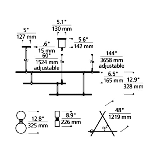 Tech 700MDCH ModernRail 12-lt 48" LED Chandelier