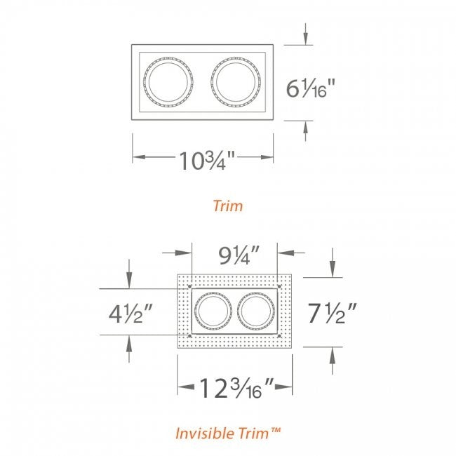 WAC MT-4LD216 2-lt LED Precision Multiples Spot Trim - LBC Lighting