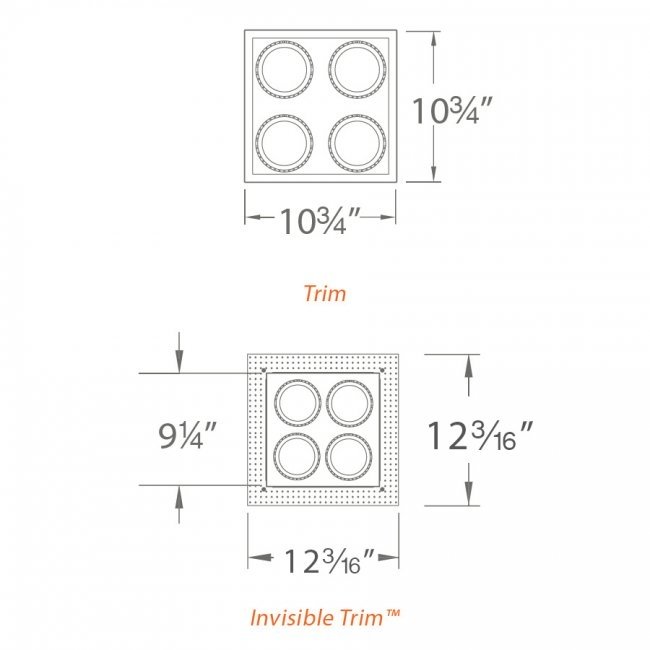 WAC MT-4LD226T 4 Light (2x2) 4" LED Retractable Spot Light -Trim Only