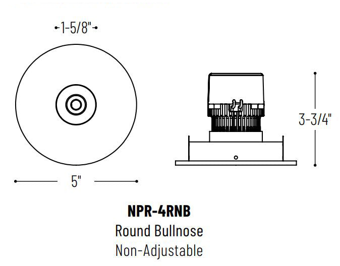 Nora NPR-4RNBCDX 4" Pearl LED Round Bullnose Retrofit, Comfort Dim