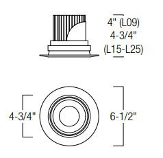 Nora NRM2-519L25 5" Marquise II LED Adjustable Regressed Reflector Trim, 2500 lm