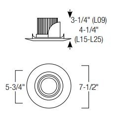 Nora NRM2-614L25 6" Marquise II LED Surface Adjustable Trim, 2500 lm