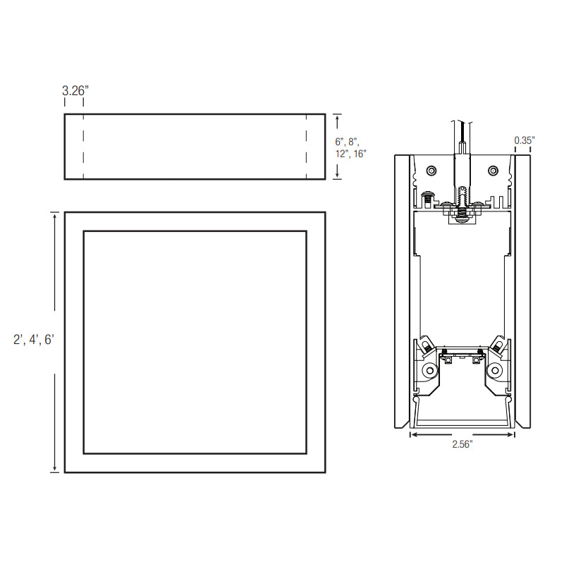 Elite OLS-DI-VERSE-SOFT-REC 2" SoftSense Verse LED Rectangle Suspended, Direct/Indirect
