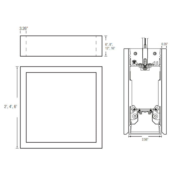 Elite OLS-DI-VERSE-SOFT-REC 2" SoftSense Verse LED Rectangle Suspended, Direct/Indirect