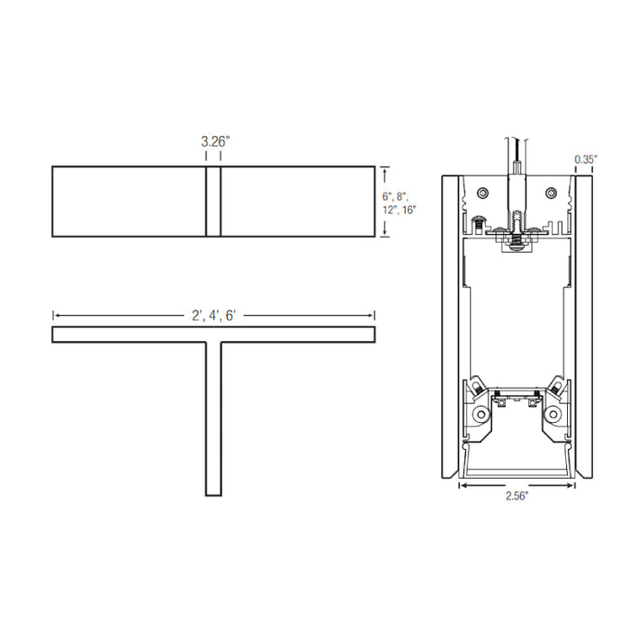 Elite OLS-DI-VERSE-SOFT-T 2" SoftSense Verse LED T Suspended, Direct/Indirect