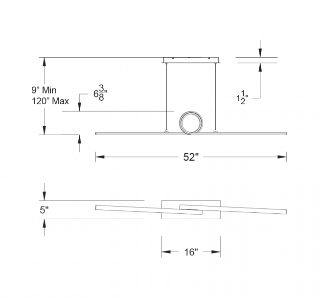 dweLED PD-23852 Loophole 52" LED Pendant