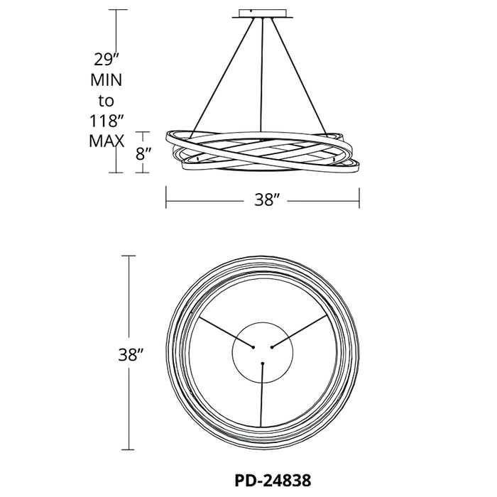 Modern Forms PD-24838 Veloce 3-lt 38" LED Chandelier