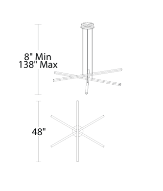 dweLED PD-29803 Stack 3-lt 48" LED Chandelier