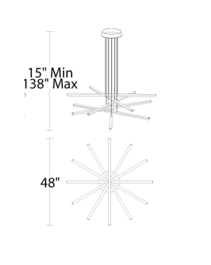 dweLED PD-29806 Stack 6-lt 48" LED Chandelier